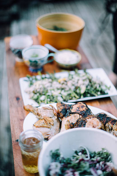 istock Crab and Asparagus salad with bbq chicken 522332146