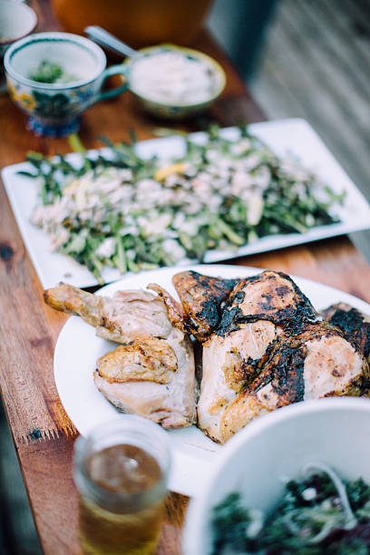 istock Crab and Asparagus salad with bbq chicken 522332168