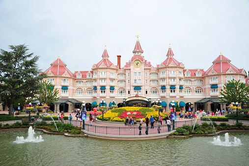Hong Kong Disney Land, Hong Kong- April 27, 2023:  The famous theme Park named Disneyland in the dat time at Hong Kong.