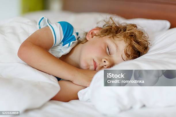 Little Blond Boy Sleeping In His Bed Stock Photo - Download Image Now - Sleeping, Boys, Beautiful People