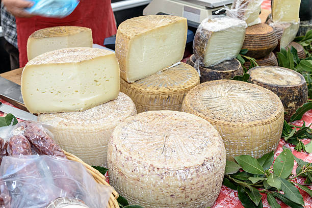 Pecorino cheese of Sardinia stock photo