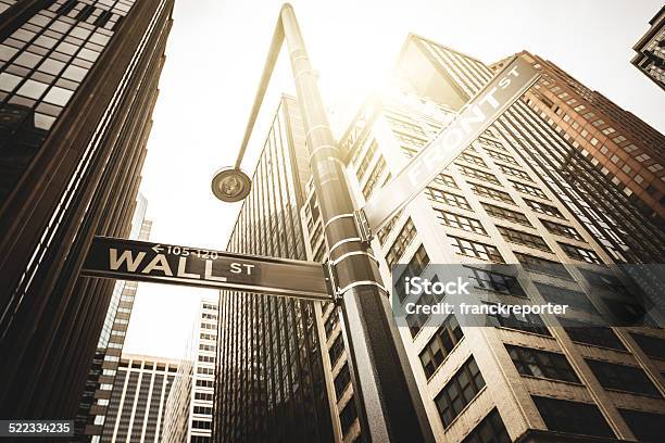 Wall Street Sign On Manhattan Stock Photo - Download Image Now - New York Stock Exchange, Wall Street - Lower Manhattan, Building Exterior