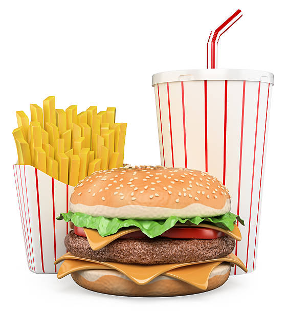 istock 3D Hamburger with fries and drink 522334257