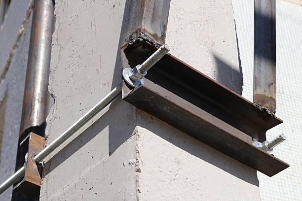 istock The metal structure on a concrete pile. 522334362