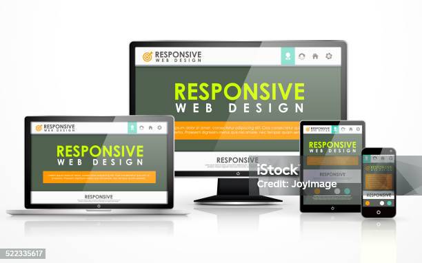 Responsive Web Design In Different Devices Stock Photo - Download Image Now - Computer Monitor, Cooperation, Digital Tablet