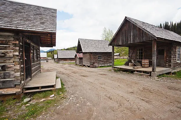 Old cabin outbuildings in the historical gold mining site of Barkerville,BC.