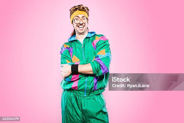 Mullet Man With Eighties Fashion Style Stock Photo - Download Image Now - Humor, 1980-1989, Mullet