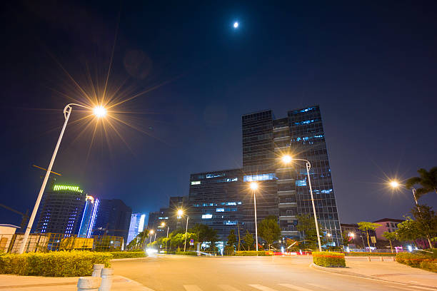 istock Road and modern building at night 522344537
