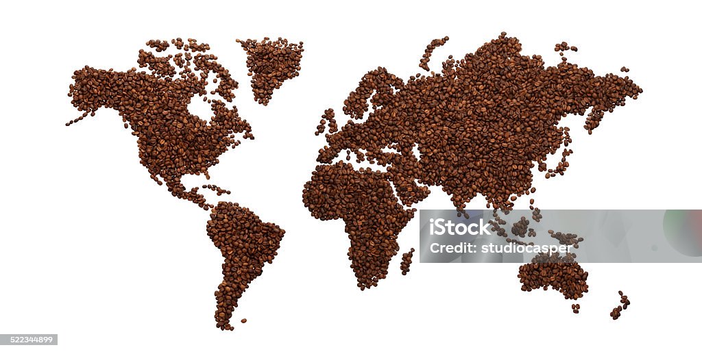 世界地図のコーヒー豆/、クリッピングパス - コーヒーのロイヤリティフリーストックフォト