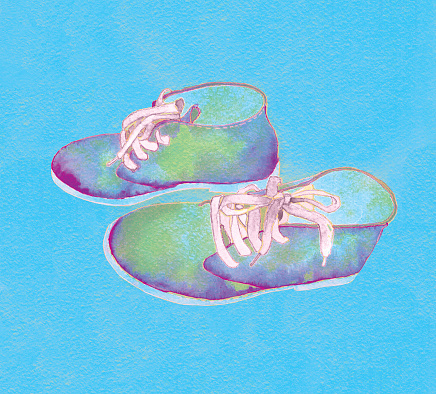 trendy stylish shoes. watercolor fashion illustration