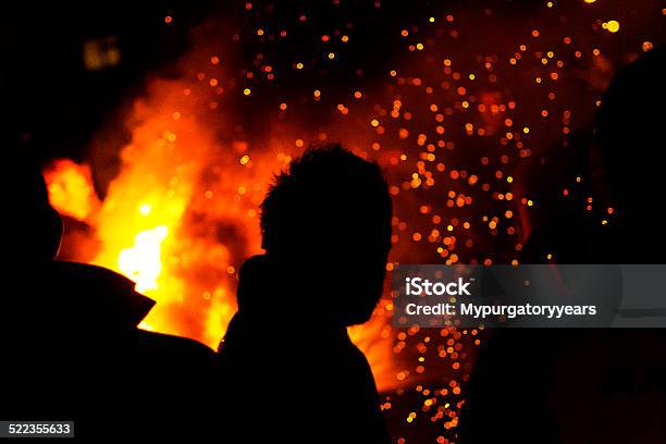 Silhouette Against Fire Stock Photo - Download Image Now - Guy Fawkes Day, Guy Fawkes, Adult