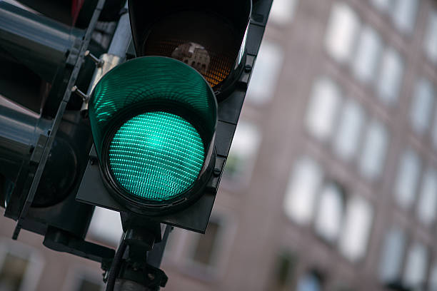 Green traffic light stock photo