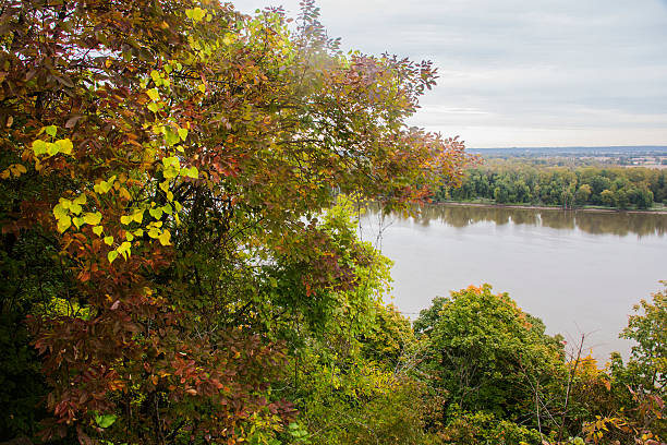 istock autumn colors over Mississippi River 522356445