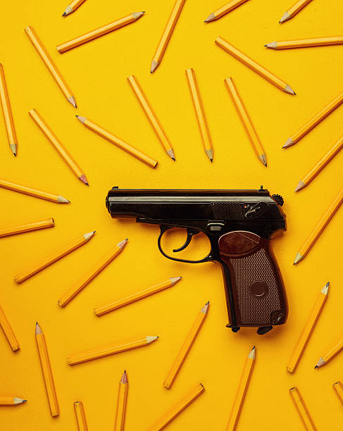 Fanano, Modena, October 2020. Pistol on display at the Museo dei Monti della Riva.