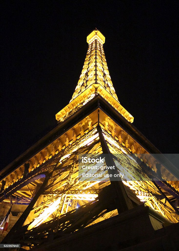 Las Vegas Eiffel Tower At Night Stock Photo - Download Image Now