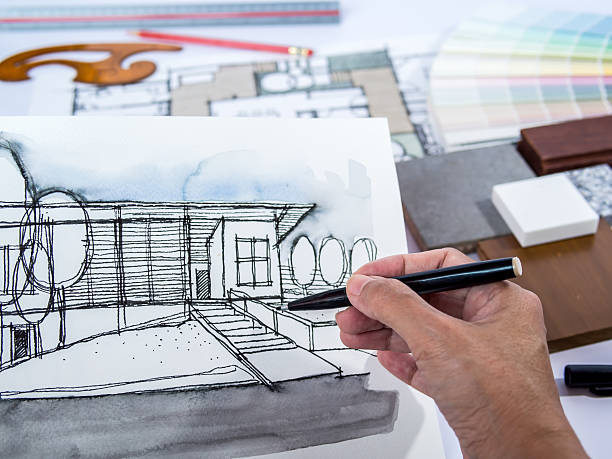 istock Architect /interior's hand drawing illustration of home renovation 522358809
