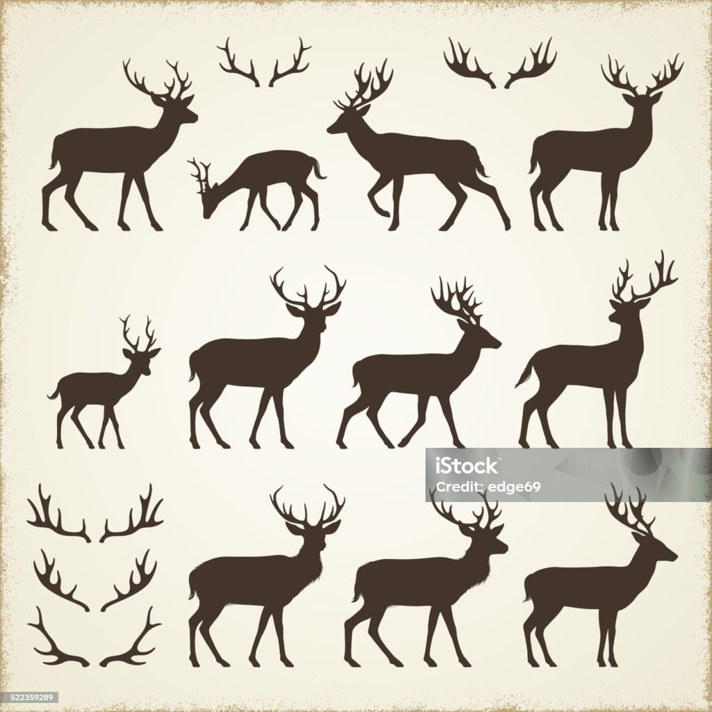 Deer and Antler Silhouettes Set of deer silhouettes. Please take a look at other work of mine linked below.http://www.myimagelinks.com/i.LIGHTBOXES/NATURE_files/NATURE.jpg Deer stock vector