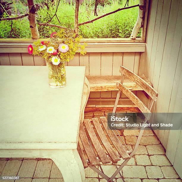 Interior Of A Rustic House Stock Photo - Download Image Now - Bouquet, Chair, Color Image