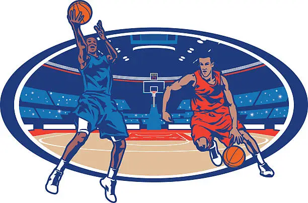 Vector illustration of Basketball Arena Matchup