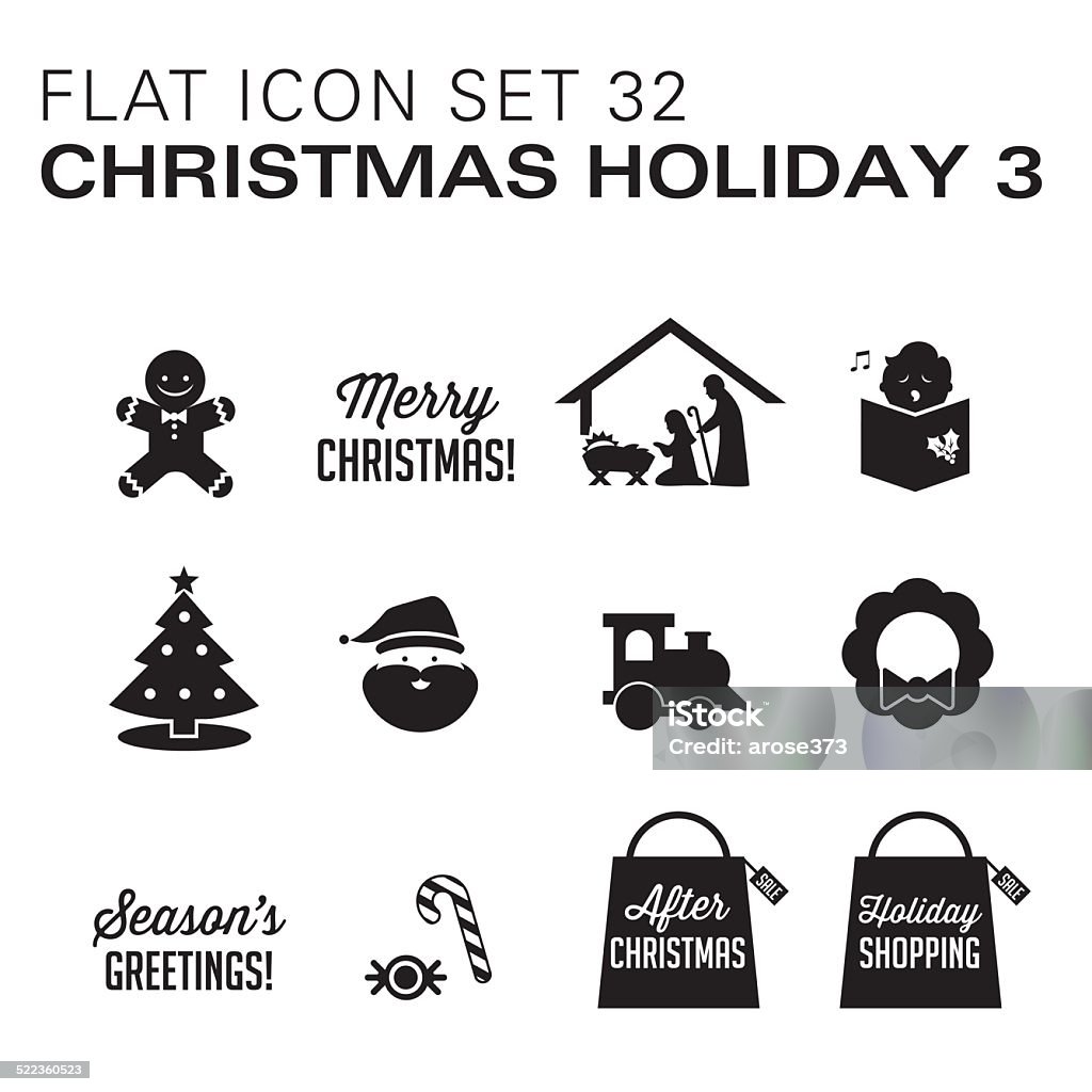 Flat Icons 32 Christmas 3 -Black A vector illustrations of Christmas icons. There are separate layers for easier editing.  Icon Symbol stock vector