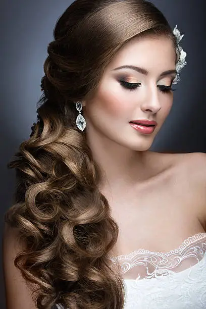 Photo of beautiful woman in the image of the bride.