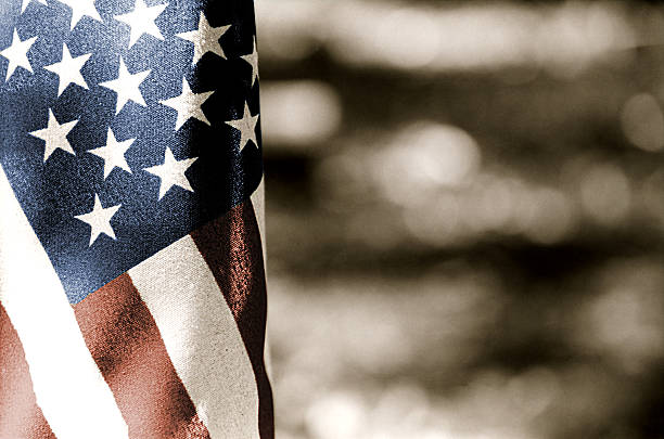 USA Flag - Toned A black and white picture of US Flag selectively toned  red, white and blue us memorial day photos stock pictures, royalty-free photos & images