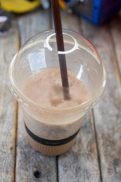 istock Chocolate Frappe on wood table 522374596