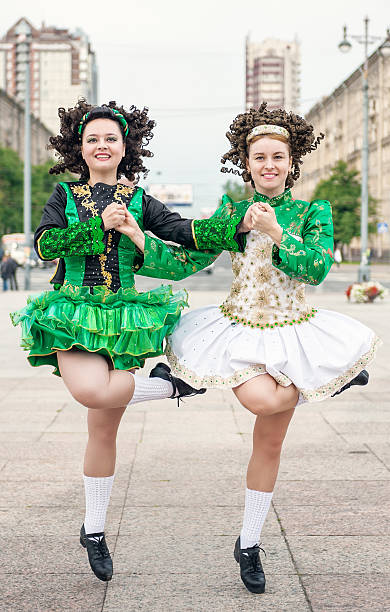 DUBLIN, IRELAND - MARCH 17,  2013: St Patricks day celebrations in Dublin This is a celebration for Saint Patrick's Day in DUBLIN. The parade was consisted of musicians, bands, and other instrumental players. The colour green and the four leaf clover is a symbol for this day.