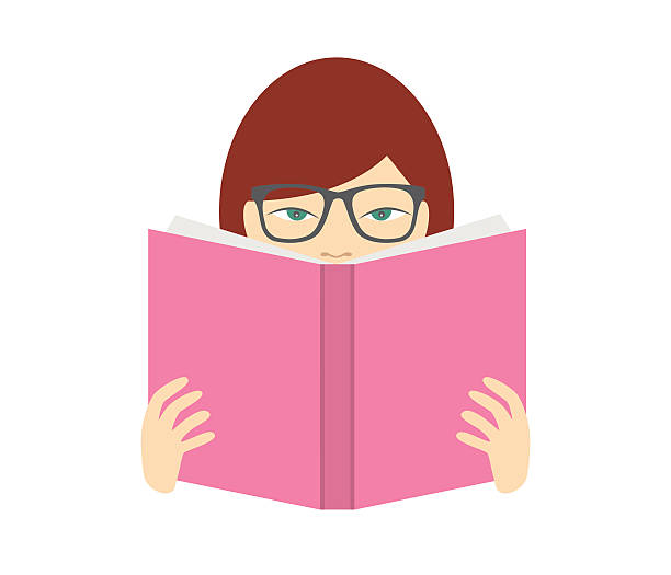 девушка чтение книги.  плоские вектор.  изолированные на белый. - advice reading student glasses stock illustrations