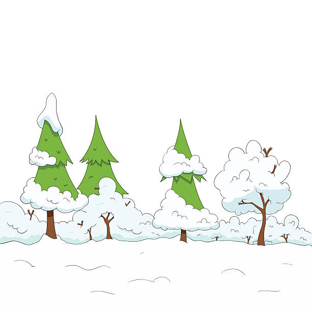 Albero sotto la neve - illustrazione arte vettoriale