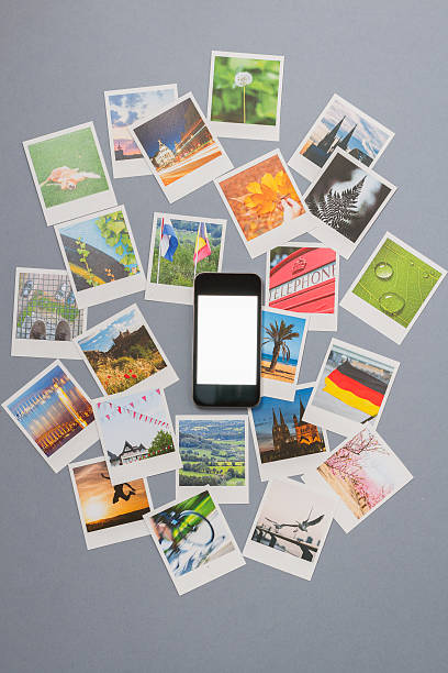 istock Smartphone with white screen and set of pictures 522380429