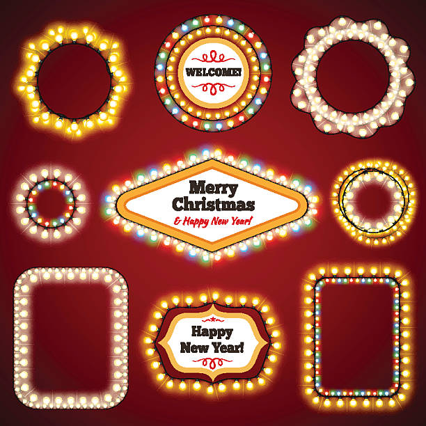 Christmas Lights Frames with a Copy Space Set3 Christmas Lights Frames with a Copy Space Set3 for Celebratory Design. Used pattern brushes included. christmas casino stock illustrations