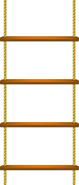 Vector illustration of Wooden rope ladder