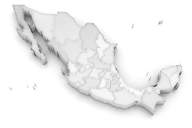 Mexico map with states - 3d on white stock photo