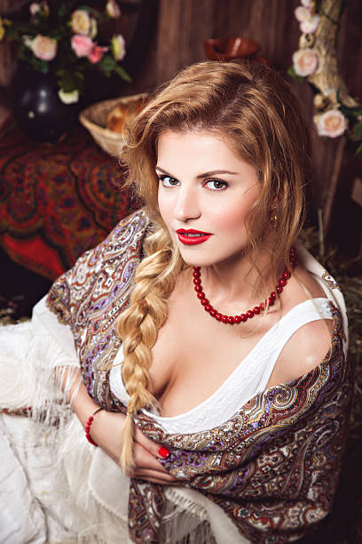 istock Beautiful woman with pigtail in rustic style 522383706