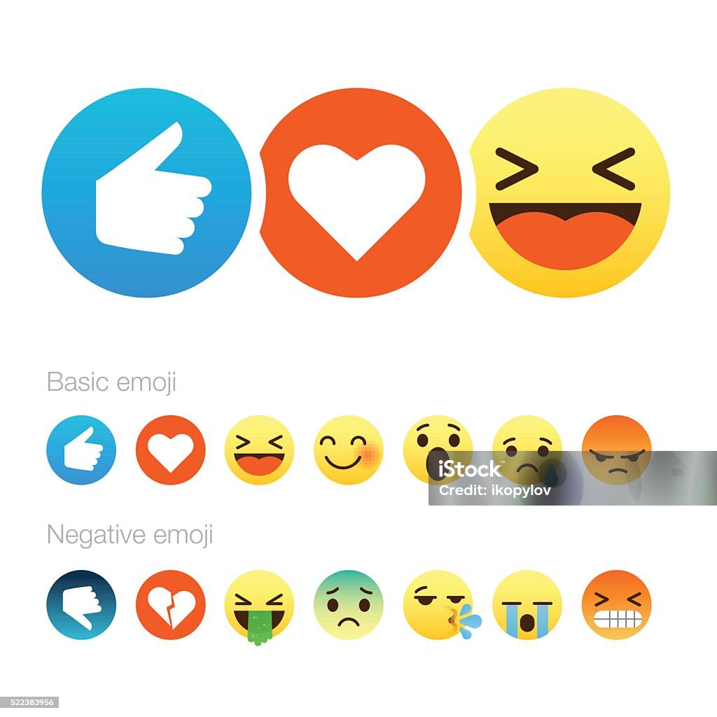 Set of cute smiley emoticons, flat design Set of cute smiley emoticons, emoji flat design, vector illustration. Emoticon stock vector