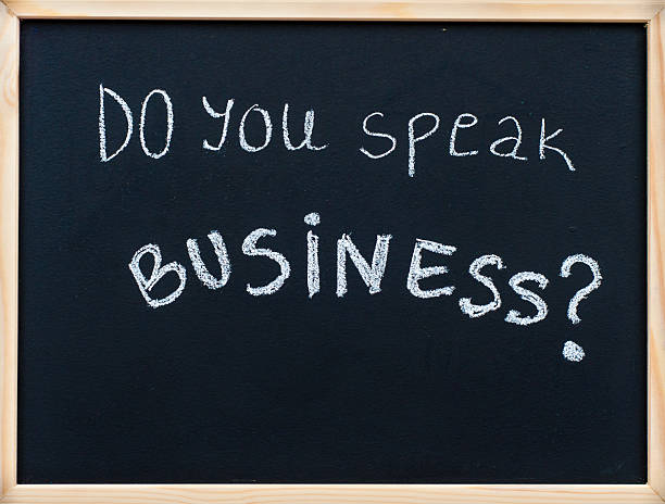 istock Do you speak business? message written with chalk on blackboard 522383967