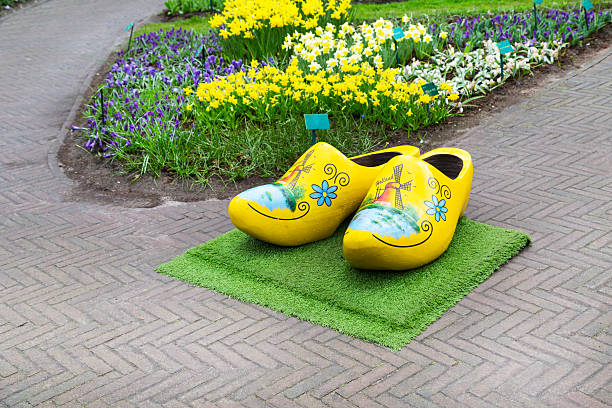 istock Typical dutch wooden clogs or klompen, painted with windmill 522387700