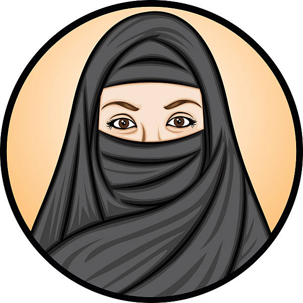 beautiful muslim woman vector art illustration