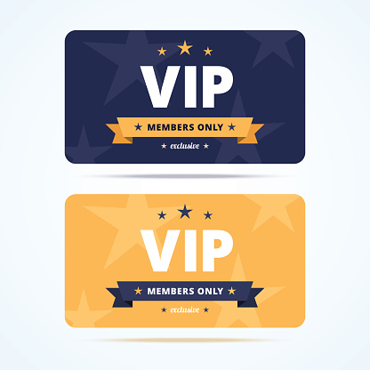 Vip club cards. Members only card for casino, private club. Vector illustration in flat style.