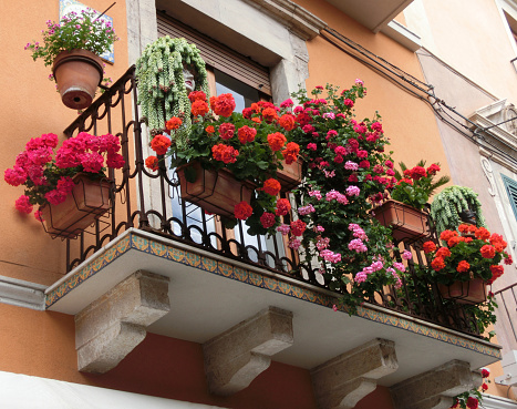 Beautiful balcony in the Taormina, Sicilia Island, Italy