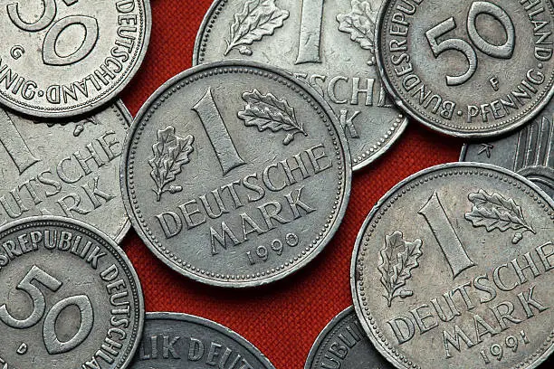 Coins of Germany. German one Deutsche Mark coin.