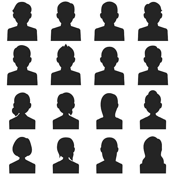Head silhouette icons Head silhouette icons. portrait silhouettes stock illustrations