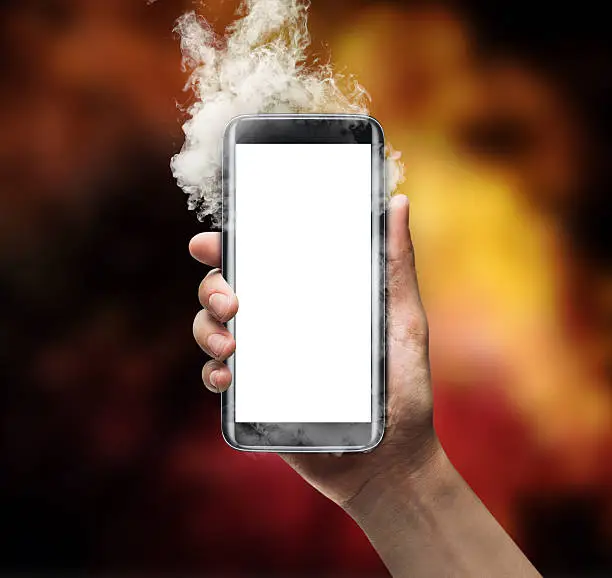 Photo of Mobile phone with smoke effect with background