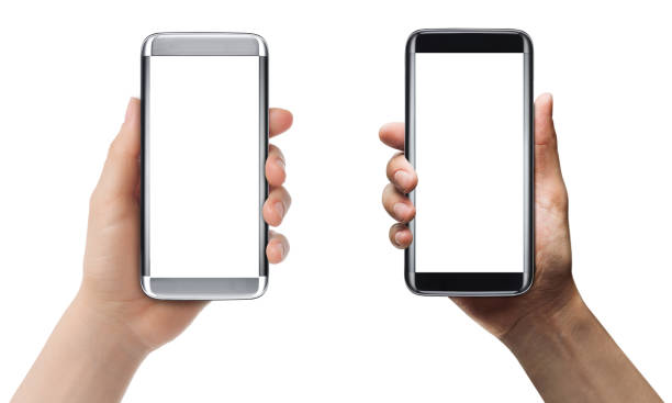 istock Silver and black color smart phones on hand 522395320