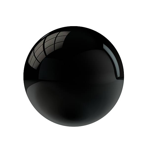 Round black shiny sphere button 3D render of a shiny glossy sphere. The ball is isolated on a plain white background. The surface of the ball is reflective metal sphere stock pictures, royalty-free photos & images