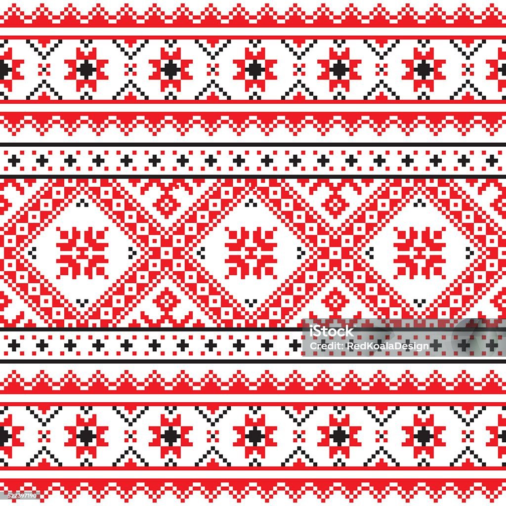 Traditionelle folk-Muster, gestrickt aus der Ukraine roter Stickerei - Lizenzfrei Stickerei Vektorgrafik