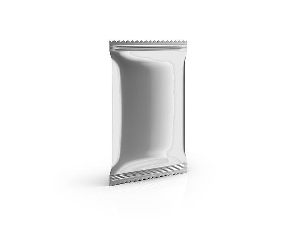 istock Blank Foil Food Bag Package Perspective View on White Background 522397350