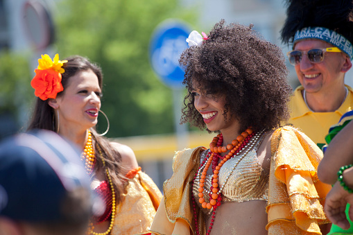 Warsaw, Poland, June 8 2014: Unidentified Carnival dancer on XII Brazilian Festival.