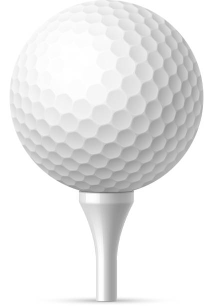 golf ball on white tee - vuruş noktası stock illustrations